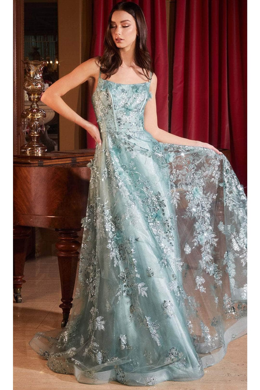 Ladivine CB144 - Sleeveless 3D Embellished Prom Dress - Prom