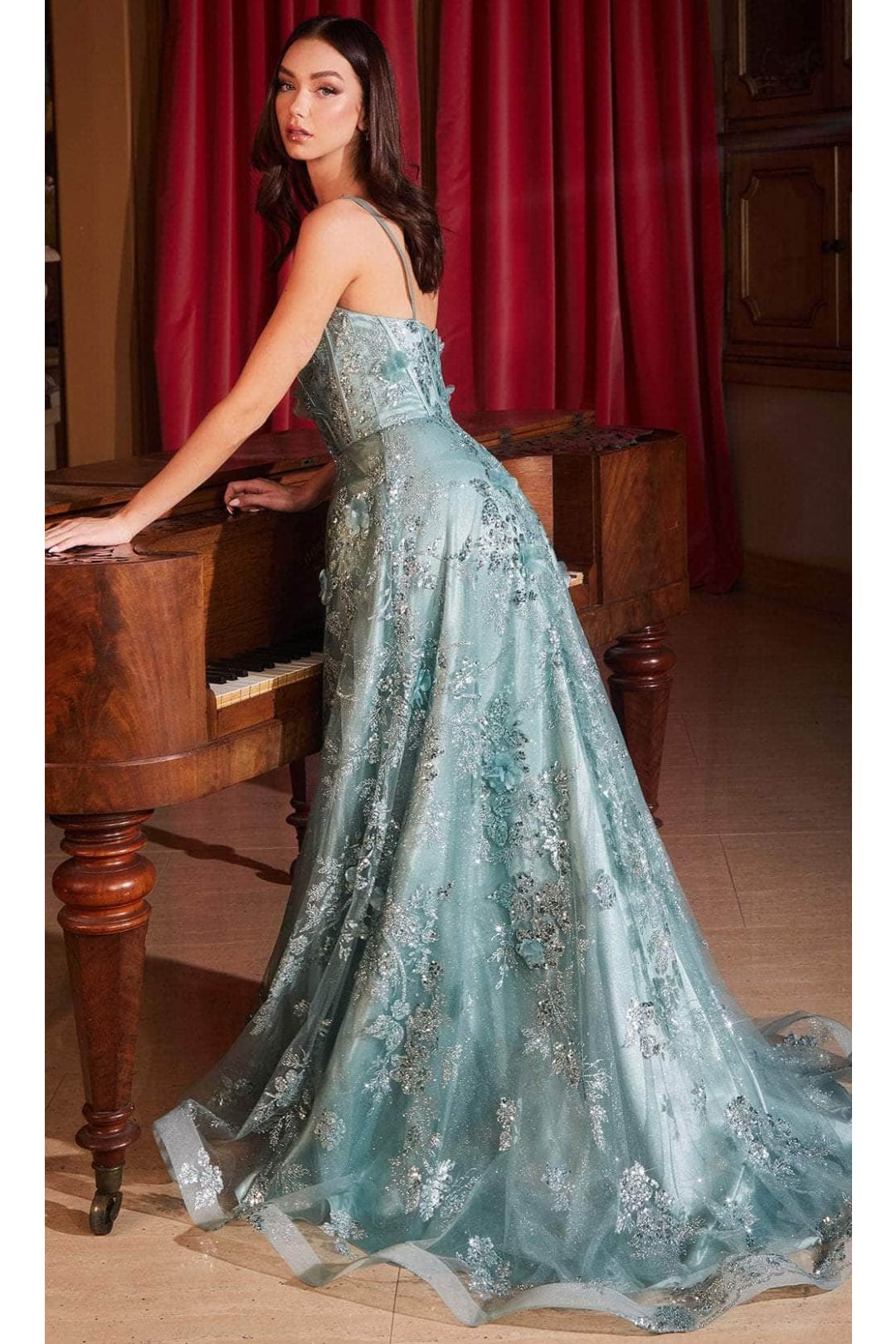 Ladivine CB144 - Sleeveless 3D Embellished Prom Dress - Prom