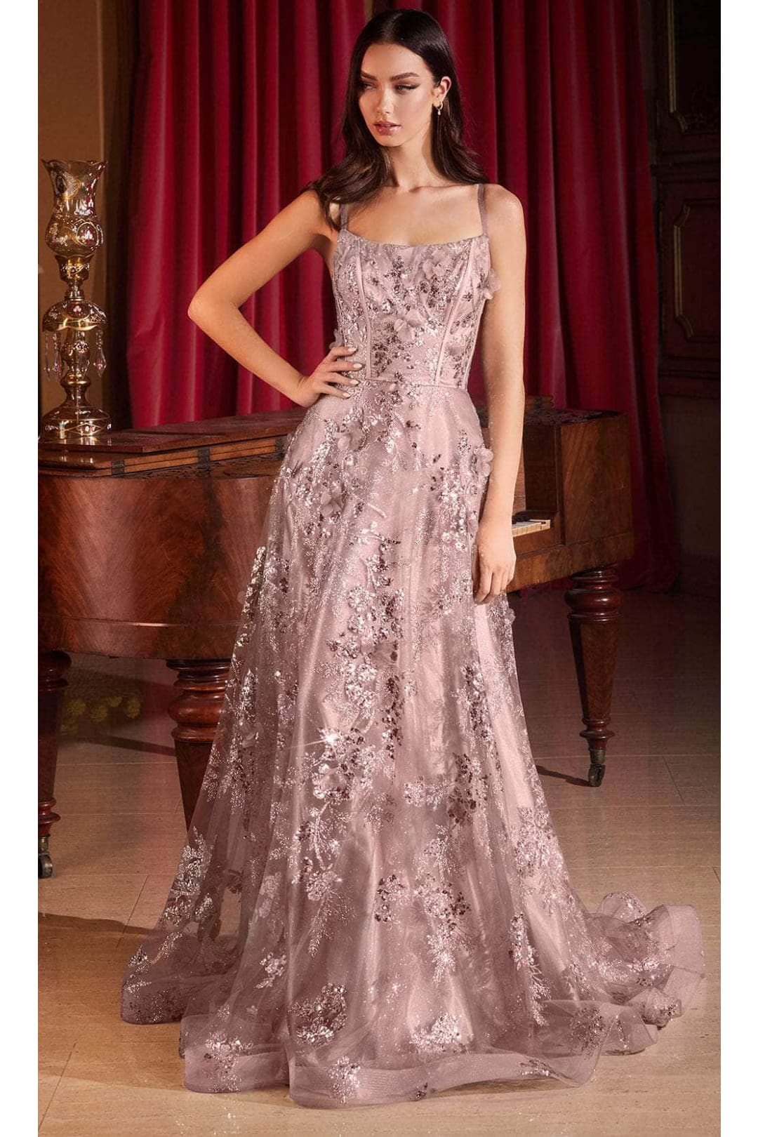 Ladivine CB144 - Sleeveless 3D Embellished Prom Dress - Prom