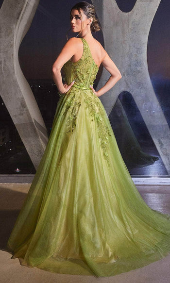Ladivine by Cinderella Divine Dresses - Ladivine CB145 3D Embellished One-Sleeve Gown - Prom