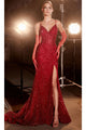 Ladivine CC2167 - Sheer Corset Beaded Evening Gown - Prom