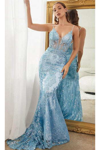 Ladivine CC2189 - Sheer Embellished Long Prom Gown - Prom