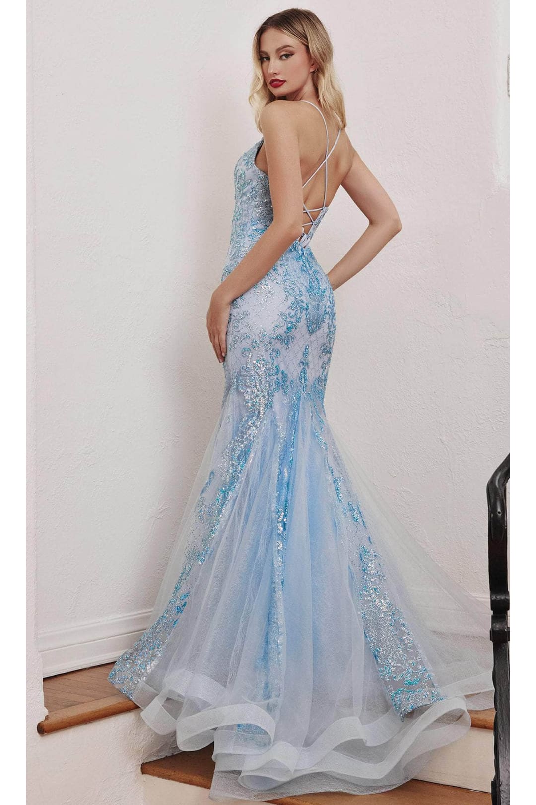 Ladivine CC2279 - Embellished Mermaid Classic Dress - Blue / 4 - Prom