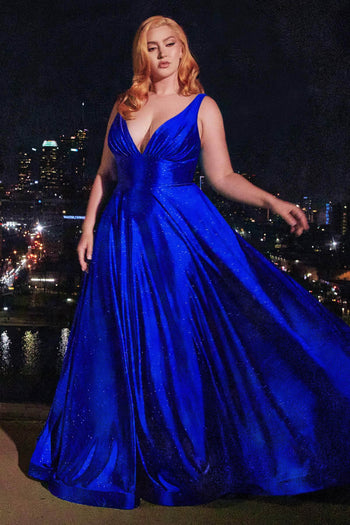 Ladivine CC2349C - Plunging V-Neck Sleeveless Prom Gown - Prom