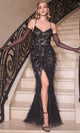 Ladivine CC2358 – Elegant V-Neck Sheath Dress - Black-Nude / 2 - Prom