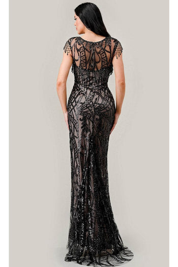Ladivine CC4007 - Cap Sleeve Sequin Embellished Gown - Prom