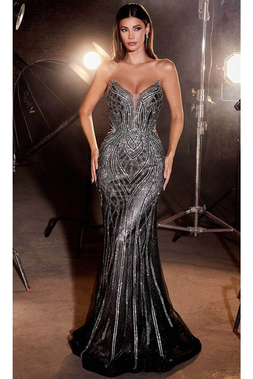 Ladivine CC6018 - Rhinestone Strapless Prom Gown - Prom