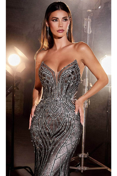 Ladivine CC6018 - Rhinestone Strapless Prom Gown - Prom