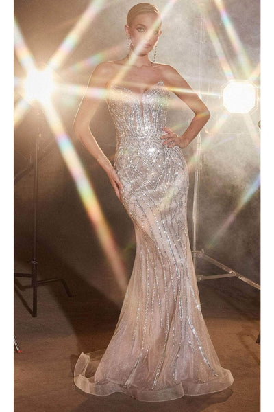 Ladivine CC6018 - Rhinestone Strapless Prom Gown - Prom