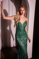 Ladivine CC6018 - Rhinestone Strapless Prom Gown - Emerald / 2 - Prom