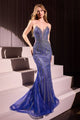 Ladivine CC6018 - Rhinestone Strapless Prom Gown - Royal / 2 - Prom