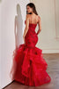 Ladivine CC8915 Rose Applique Fitted Mermaid Embellished Dress