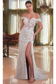 Ladivine CD005 - Corset Off-Shoulder 3D Floral Gown - Prom