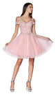 Ladivine CD0132 - Cold Shoulder Glitter Tulle Dress - Prom