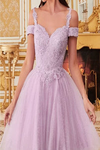 Ladivine CD0132 Cold-Shoulder Beaded Homecoming Corset Dress - Dress