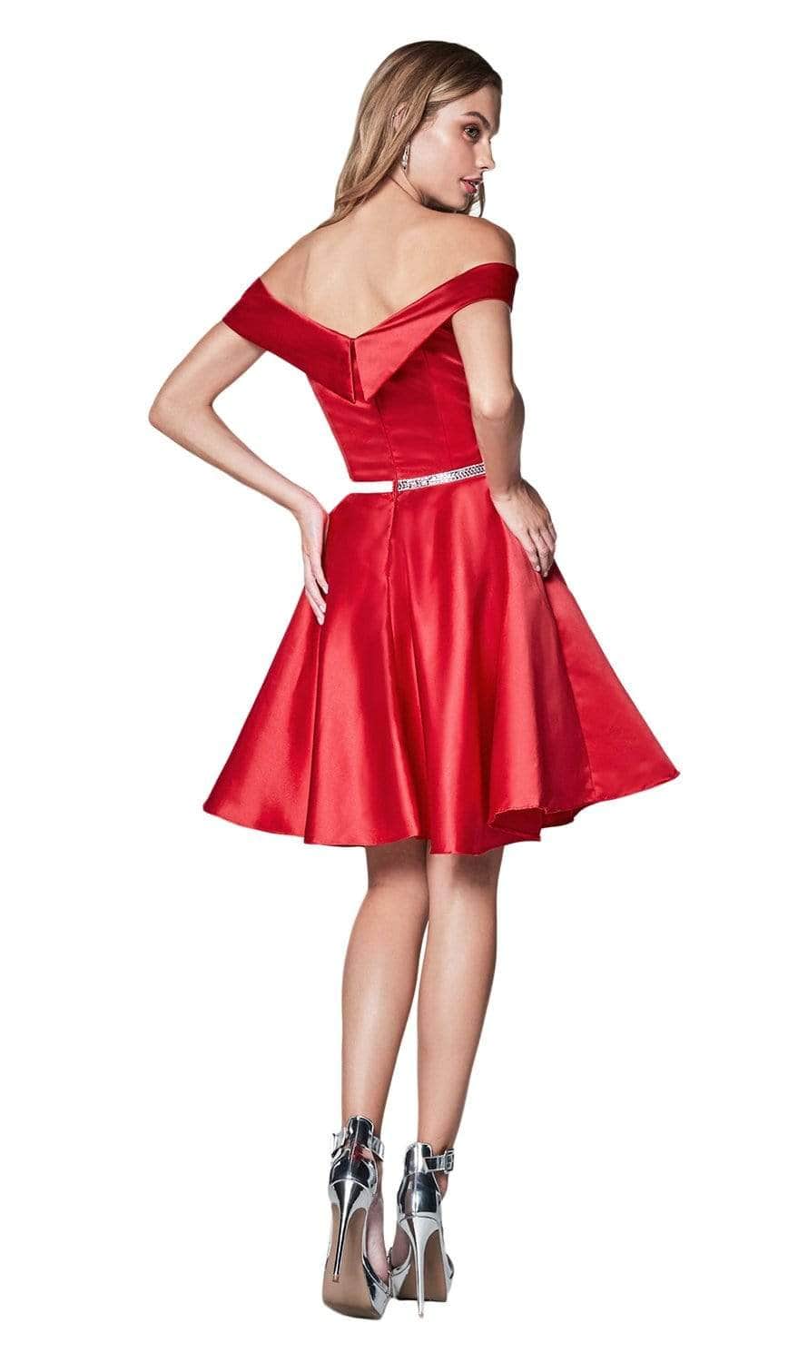 Ladivine CD0140 - Satin Off Shoulder A-Line Dress - Prom