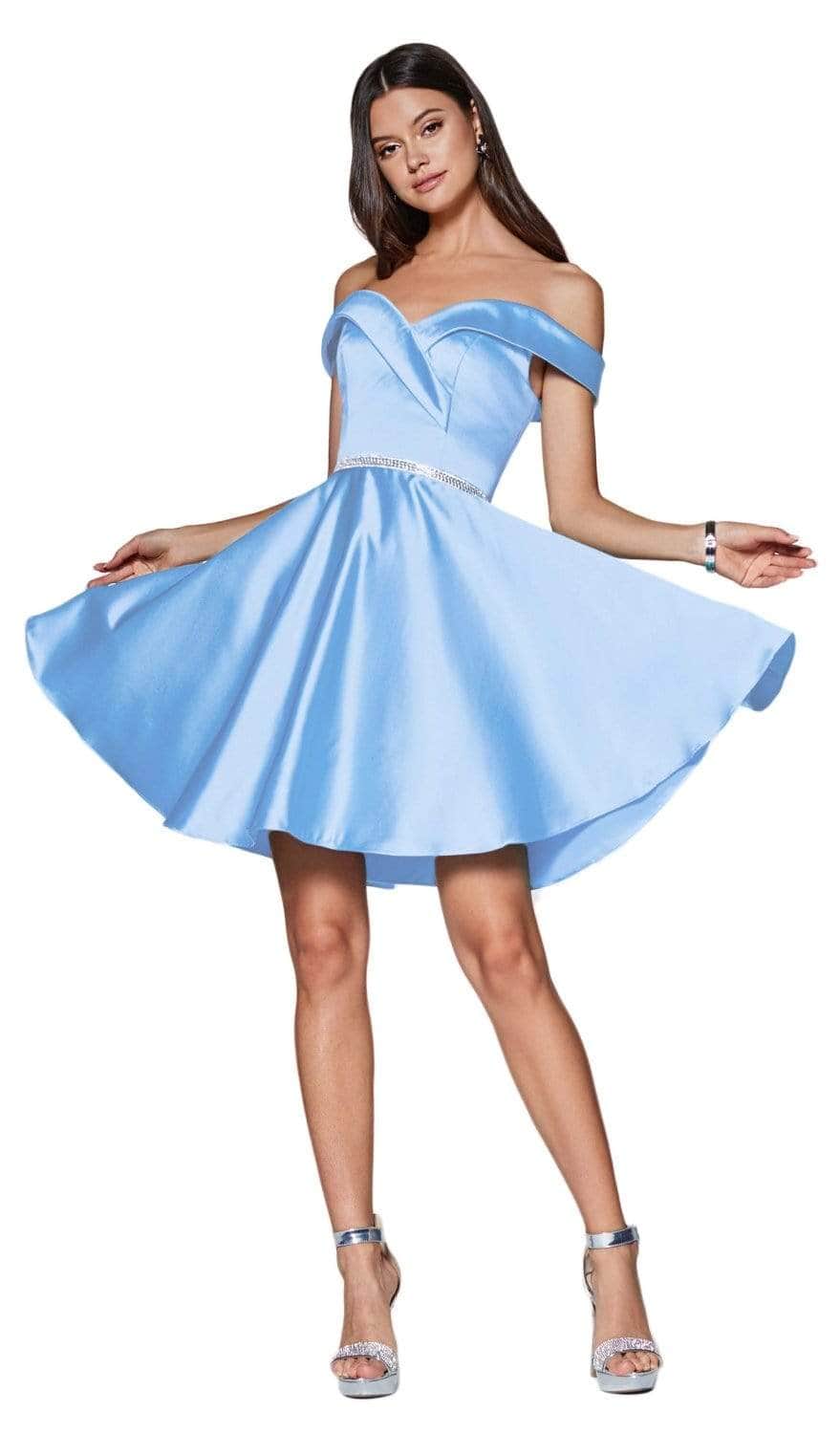 Ladivine CD0140 - Satin Off Shoulder A-Line Dress - Prom