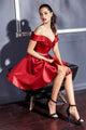 Ladivine CD0140 - Satin Off Shoulder A-Line Dress - Prom