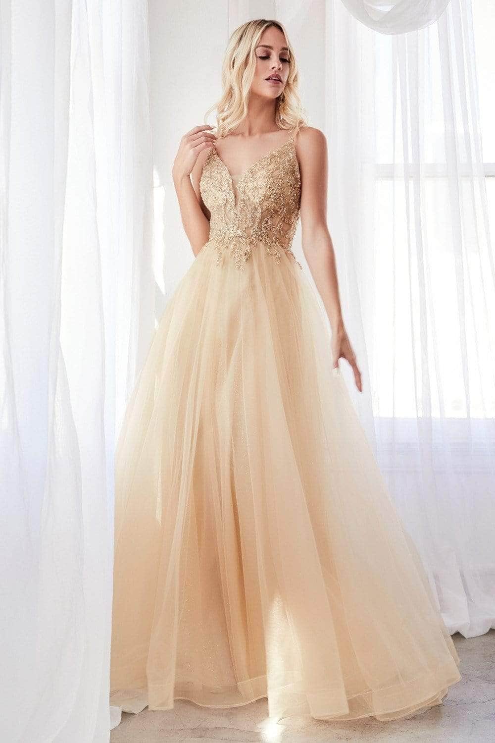 Ladivine CD0154 - Beaded A-Line Junior Prom Dress - Prom