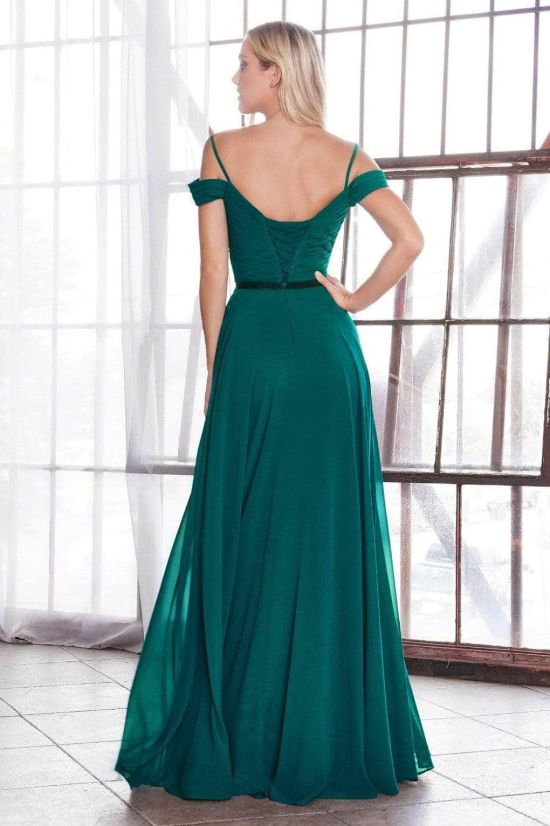 Ladivine CD0156 - Pleated Off-Shoulder Bodice Prom Dress - Prom