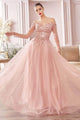 Ladivine CD0172 - Beaded Glitter Tulle A-Line Gown - Prom