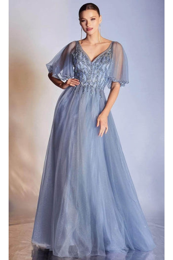 Ladivine CD0175 - Embellished V-Neck A-Line Gown - Prom