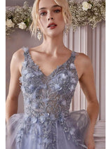 Ladivine CD0181 - Floral Appliqui Prom Dress
