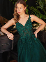 Ladivine CD0181 - Floral Appliqui Prom Dress