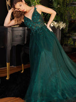 Ladivine CD0181 - Floral Appliqui Prom Dress