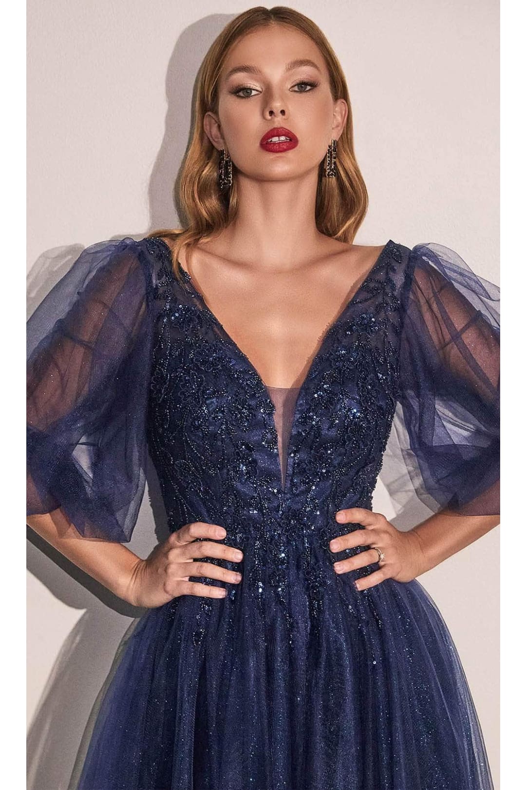 Ladivine CD0182 - Lace Detailed Evening Formal Dress - Prom