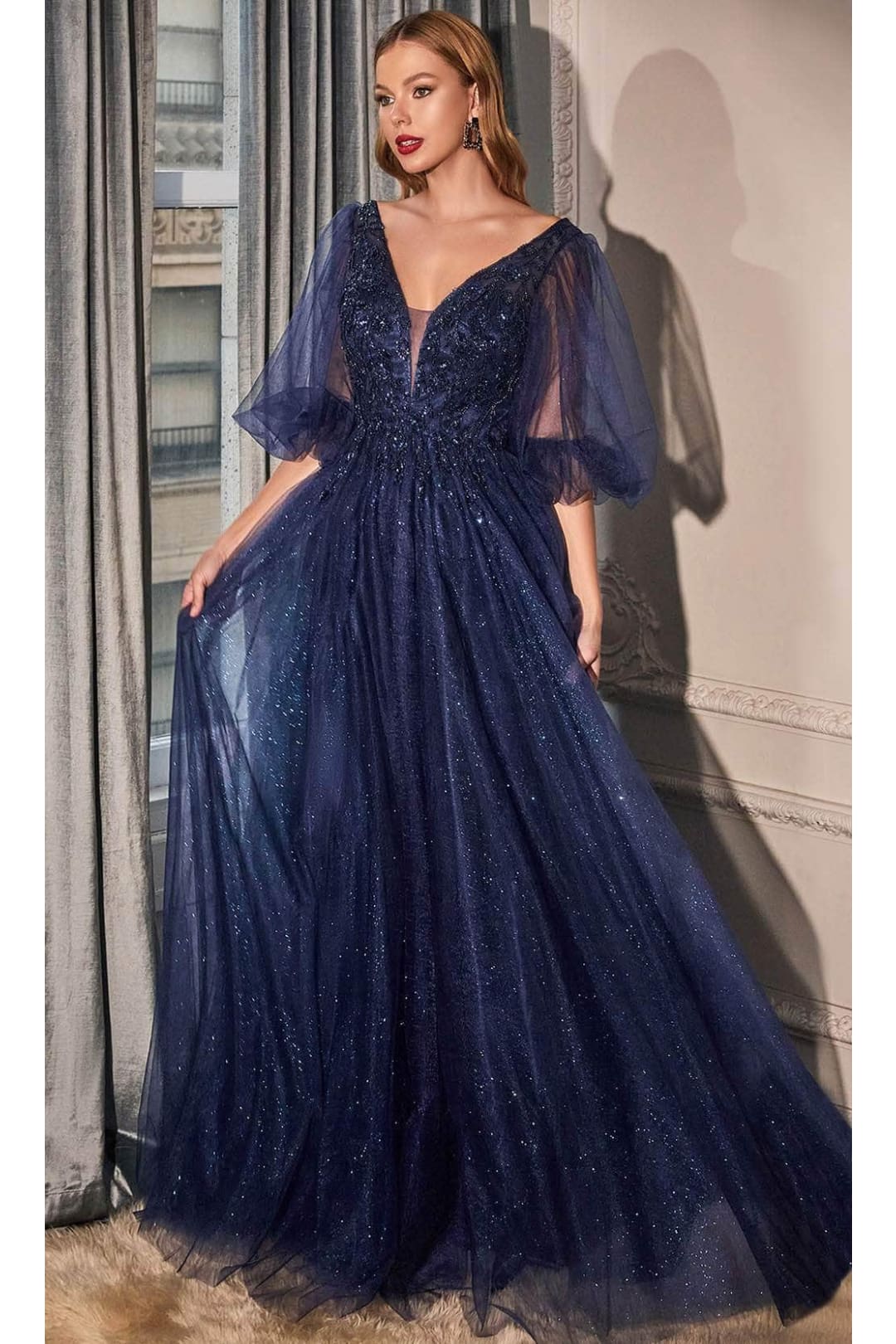 Ladivine CD0182 - Lace Detailed Evening Formal Dress - Prom