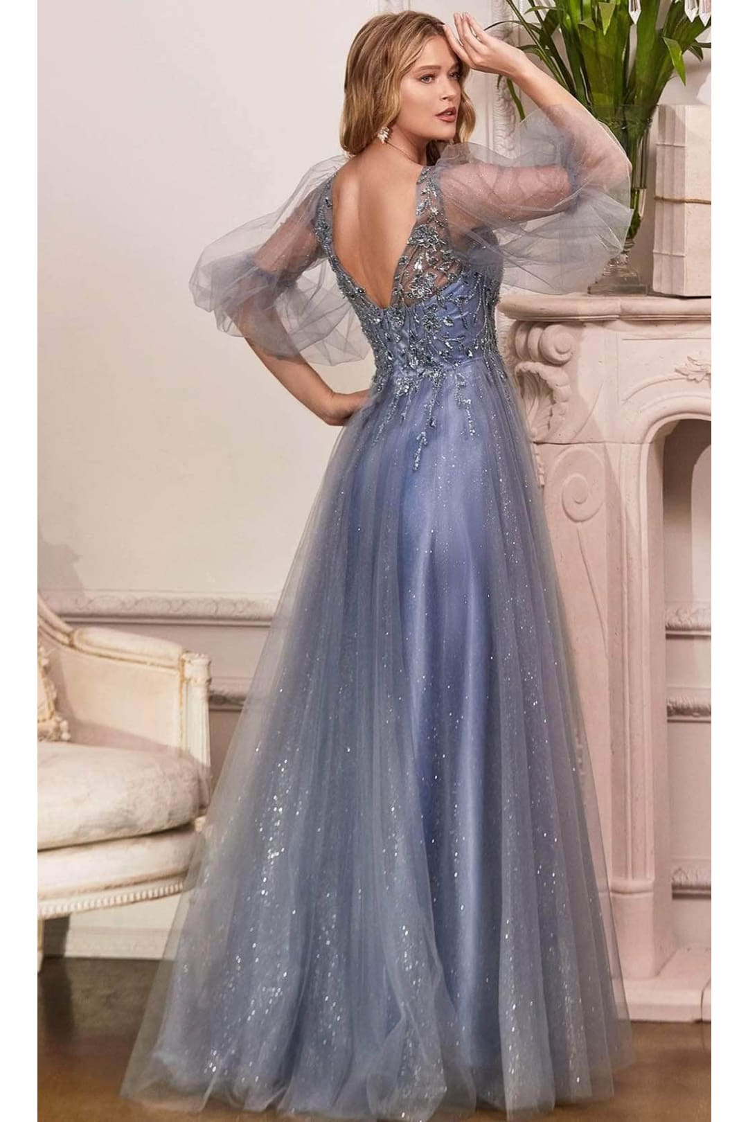 Ladivine CD0182 - Lace Detailed Evening Formal Dress - Prom