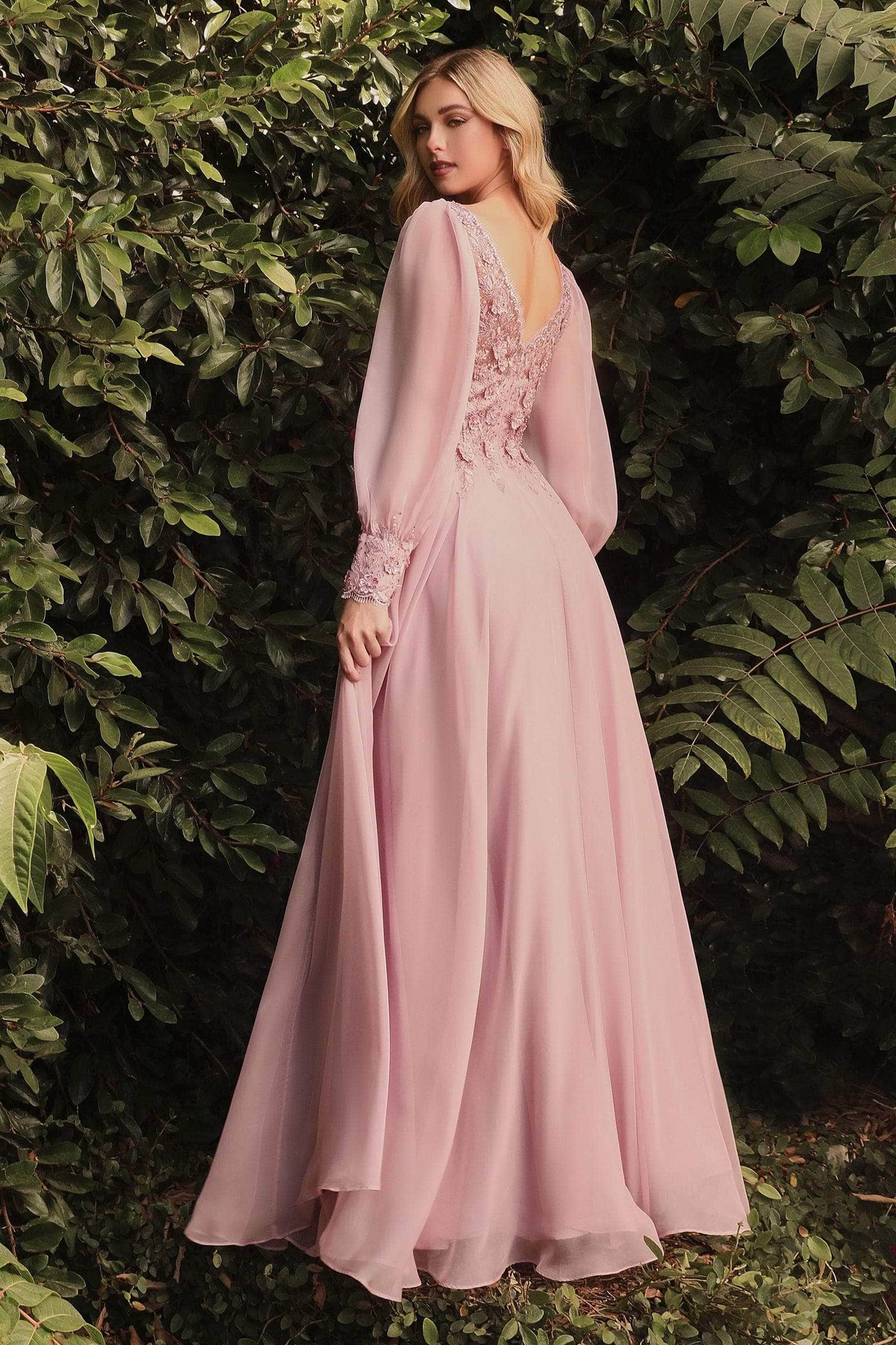 Ladivine CD0183 - Bishop Sleeve Chiffon Dress - Prom