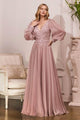 Ladivine CD0183 - Bishop Sleeve Chiffon Dress - Prom