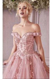 Ladivine CD0185 - Layered Tulle Ballgown with Off-Shoulder Style - Prom