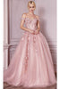 Ladivine CD0185 - Layered Tulle Ballgown with Off-Shoulder Style - Prom