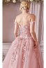 Ladivine CD0185 - Layered Tulle Ballgown with Off-Shoulder Style - Prom