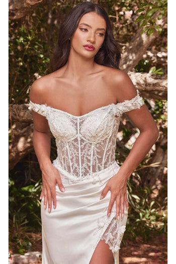 Ladivine CD0186W - Illusion Off-Shoulder Wedding Dress - Prom