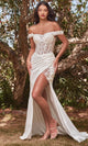 Ladivine CD0186W - Translucent Off-Shoulder Gown - Prom