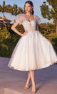 Ladivine CD0187W - Puff Sleeve Glitter A-Line Dress - Prom