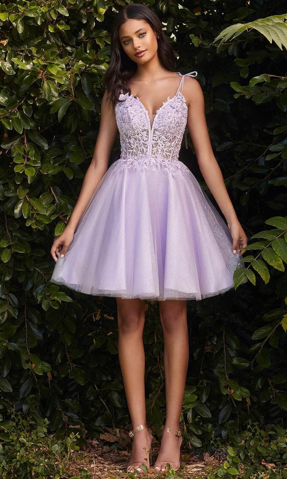 Ladivine CD0188 - Corset Applique Lace Prom Dress - Lavender / S - Prom