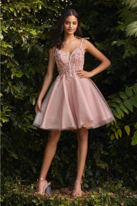 Ladivine CD0188 Sleeveless Lace Applique Glitter Birthday Dress - BLUSH / XS - Dress