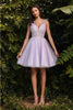 Ladivine CD0188 Sleeveless Lace Applique Glitter Birthday Dress - LAVENDER / XS - Dress