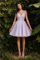 Ladivine CD0188 Sleeveless Lace Applique Glitter Birthday Dress - LAVENDER / XS - Dress