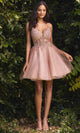 Ladivine CD0189 - V-Neck Cocktail Prom Dress - Blush / L - Prom
