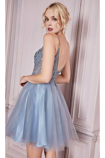Ladivine CD0190 - Lace Bodice Cocktail Gown - Prom