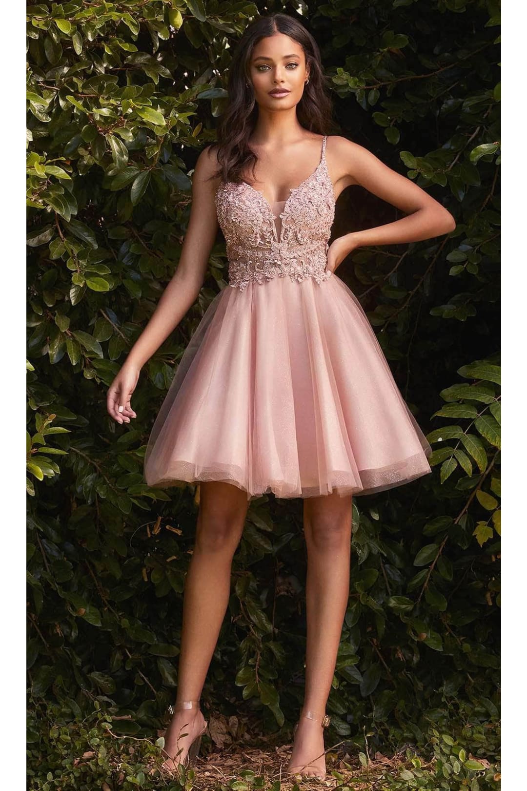 Ladivine CD0190 - Lace Bodice Cocktail Gown - Prom