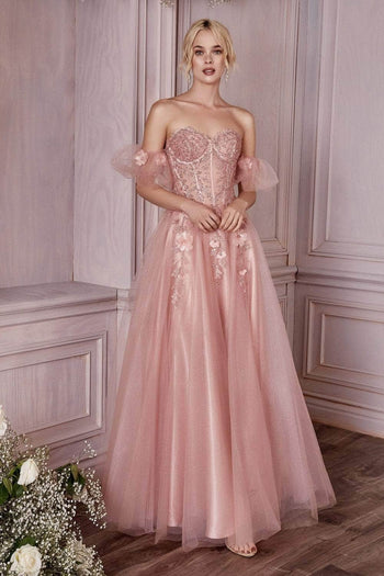 Ladivine CD0191 - Beaded Strapless Corset Prom Dress - Prom
