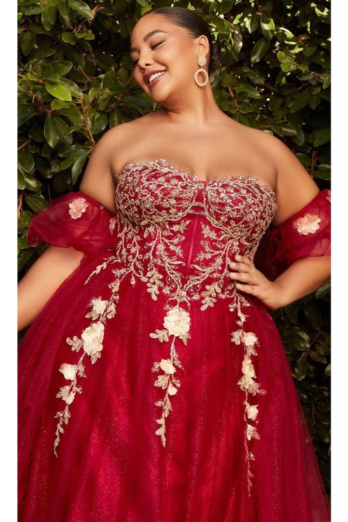 Ladivine CD0191C - Glitter Print A-Line Prom Dress - Prom