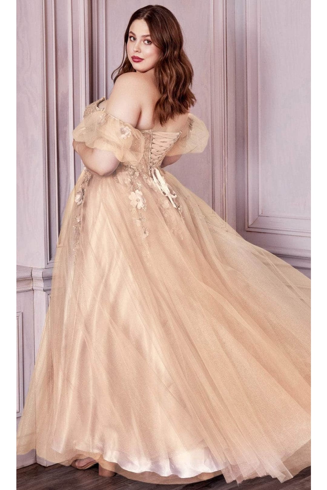 Ladivine CD0191C - Glitter Print A-Line Prom Dress - Prom